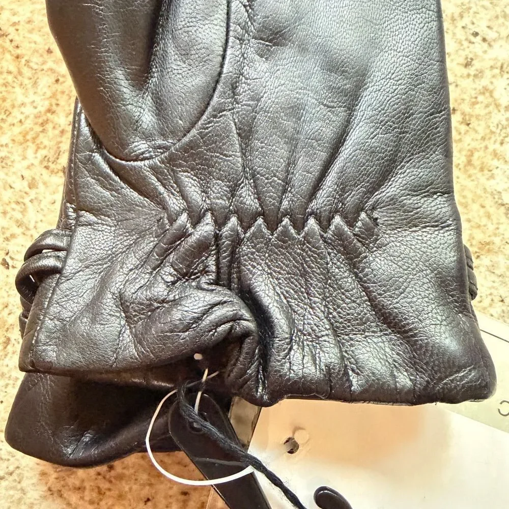 Fownes Black Nappa Leather Gloves Womens Large Lined Genuine Leather NWT Large